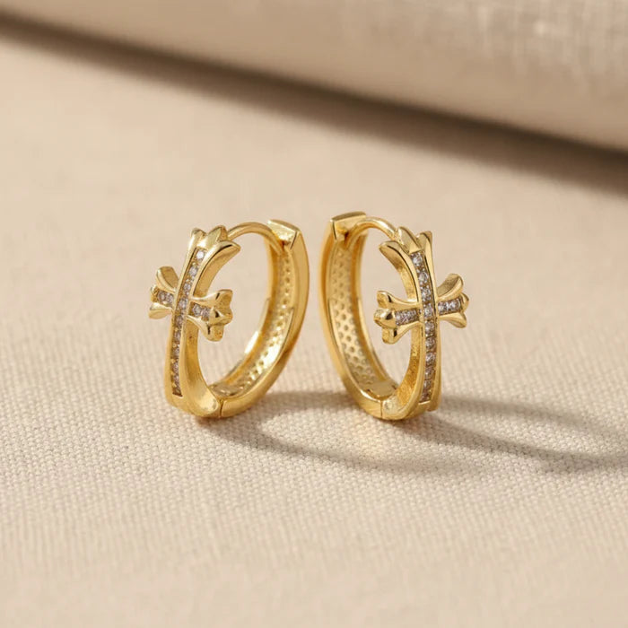 Cross Hoop Earrings