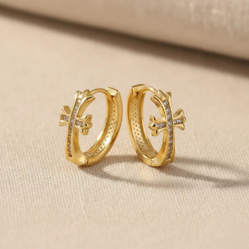 Cross Hoop Earrings