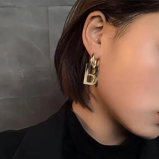 Bold B Hoop Earring